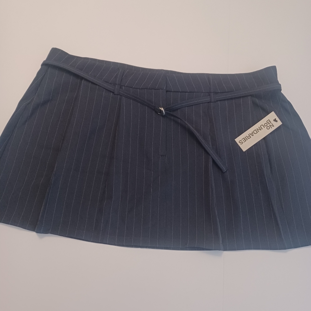 Nobo Navy Striped Pleated Mini Skirt Sz XL - Picture 3 of 5